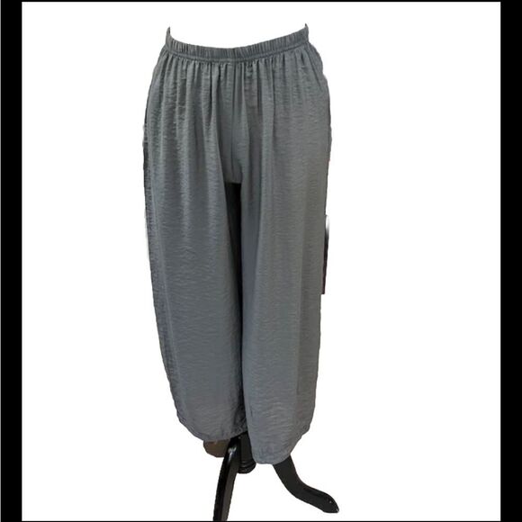 Cut Loose Rayon Parachute Crop Pant Lagenlook Slate Gray Size Small - Picture 1 of 8